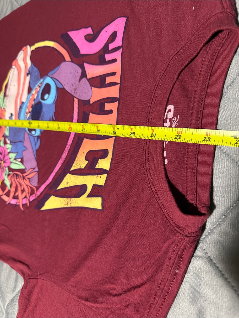 Disney Youth Stitch Surf Graphic Tee - Maroon with Blue & Pink Accents - Picture 5 of 6